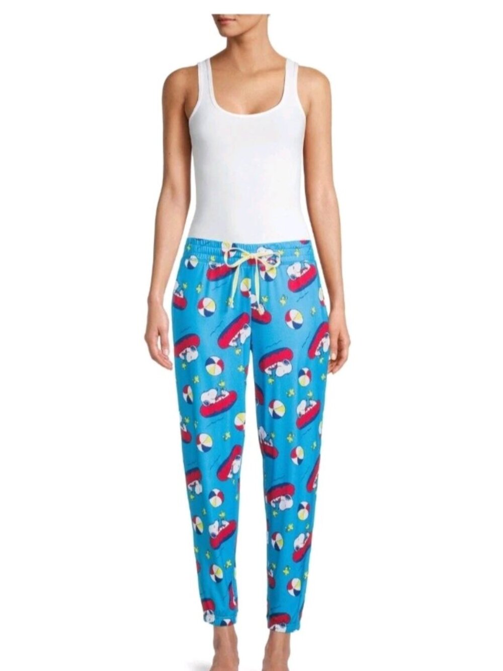 Womens Sleep Jogger L/G (12-14) Pajama Pants Blue Peanuts Snoopy W/ Pockets NEW! - Picture 3 of 5